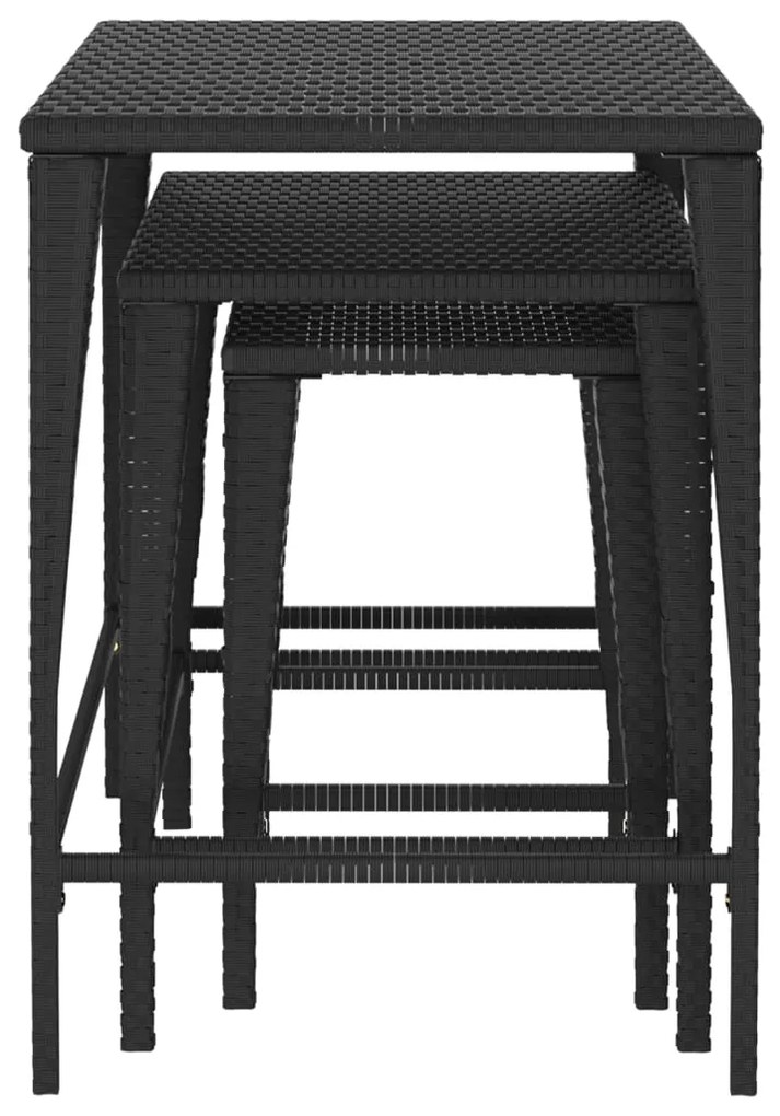 Mesas de encastrar 3 pcs vime PE preto