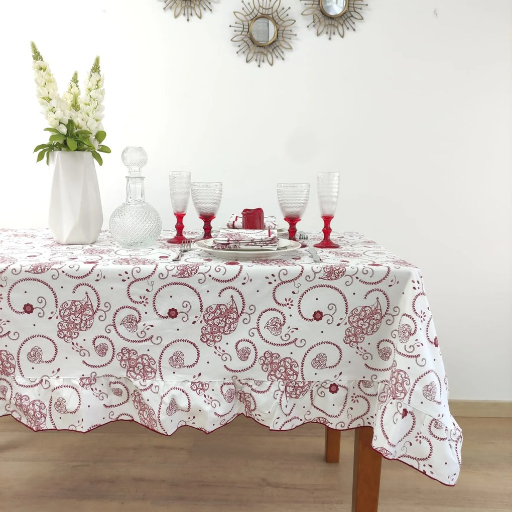 Toalha de Mesa Viana Red com Folho