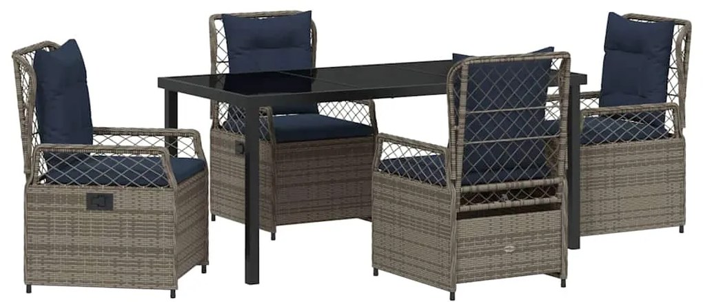 Conjunto de Jantar de Jardim de 5 Peças em Rattan Poly Cinza