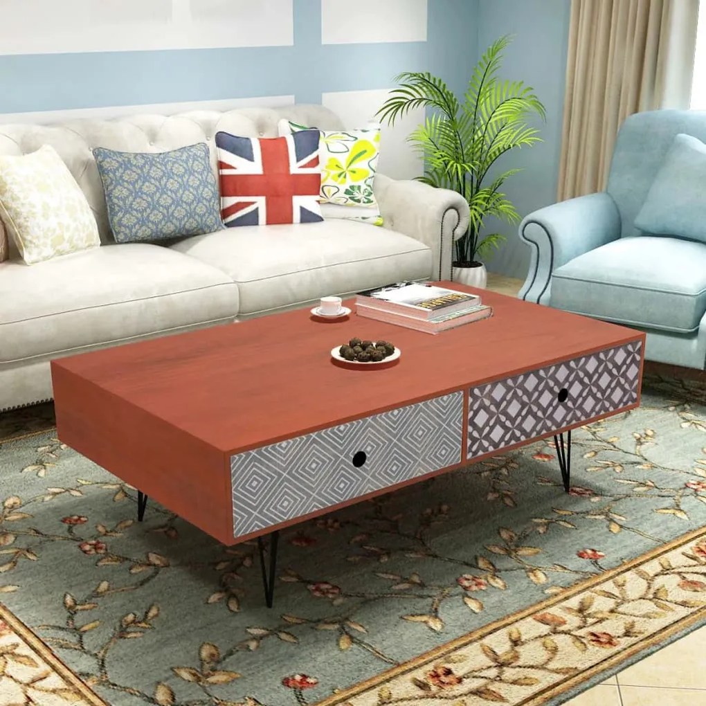 vidaXL Mesa de centro 100x60x35 cm castanho