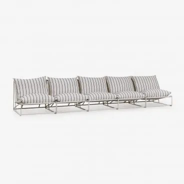 Sofá Modular De Jardim De 5 Peças Amaro Tapioca Bege - Azul- Marinho - Sklum