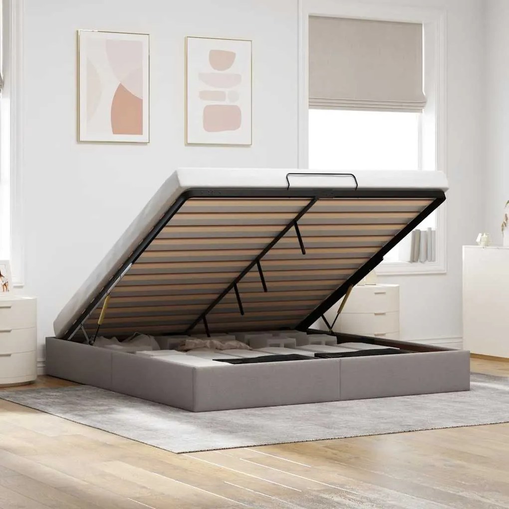vidaXL Estrutura de cama otomana sem colchão 160x200cm tecido cinzento