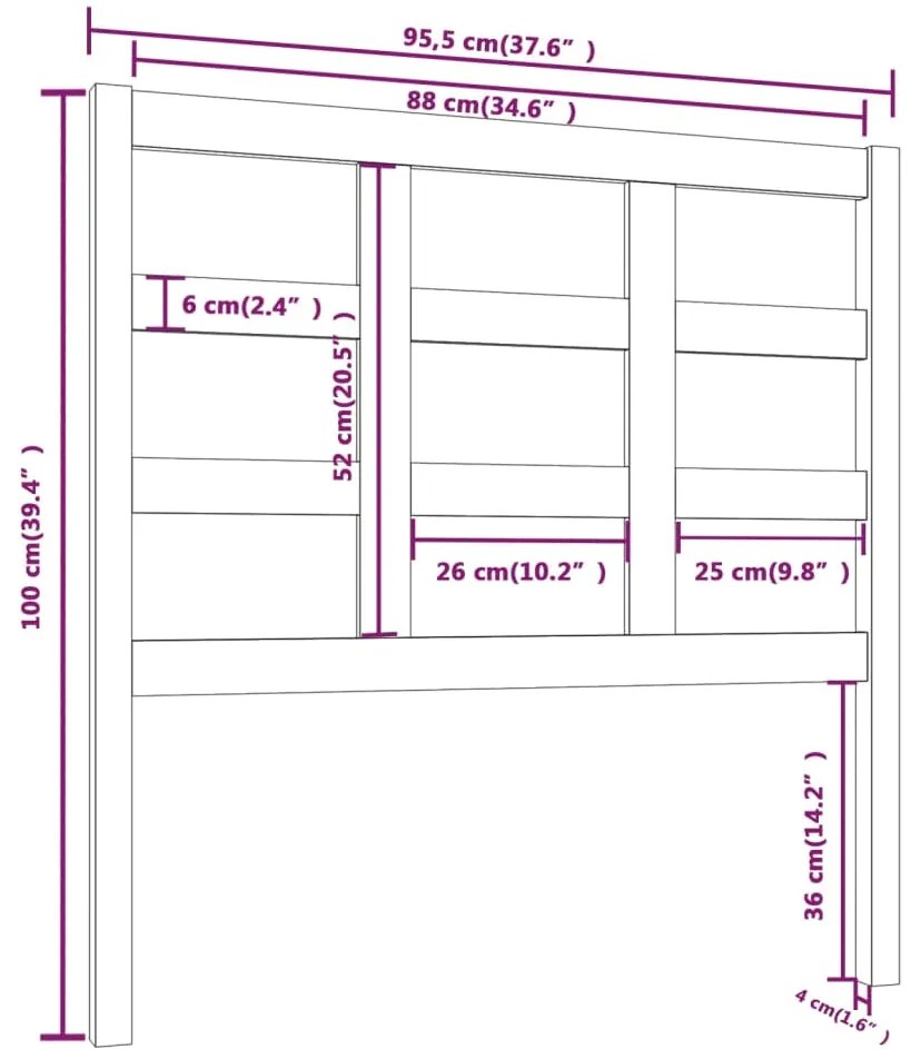 Cabeceira de cama 95,5x4x100 cm pinho maciço preto
