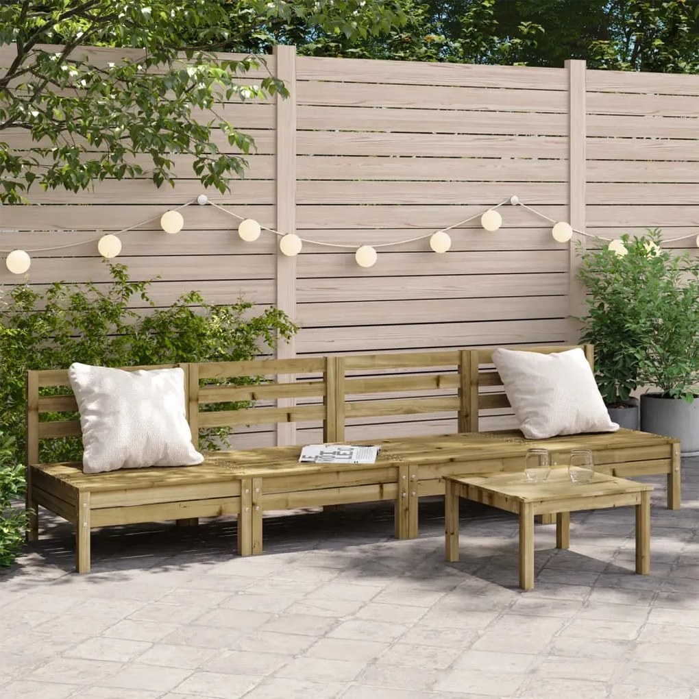 vidaXL Sofás s/ apoios braços p/ jardim 4 pcs madeira pinho impregnada
