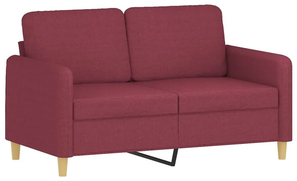2 pcs conjunto de sofás com almofadões tecido vermelho tinto