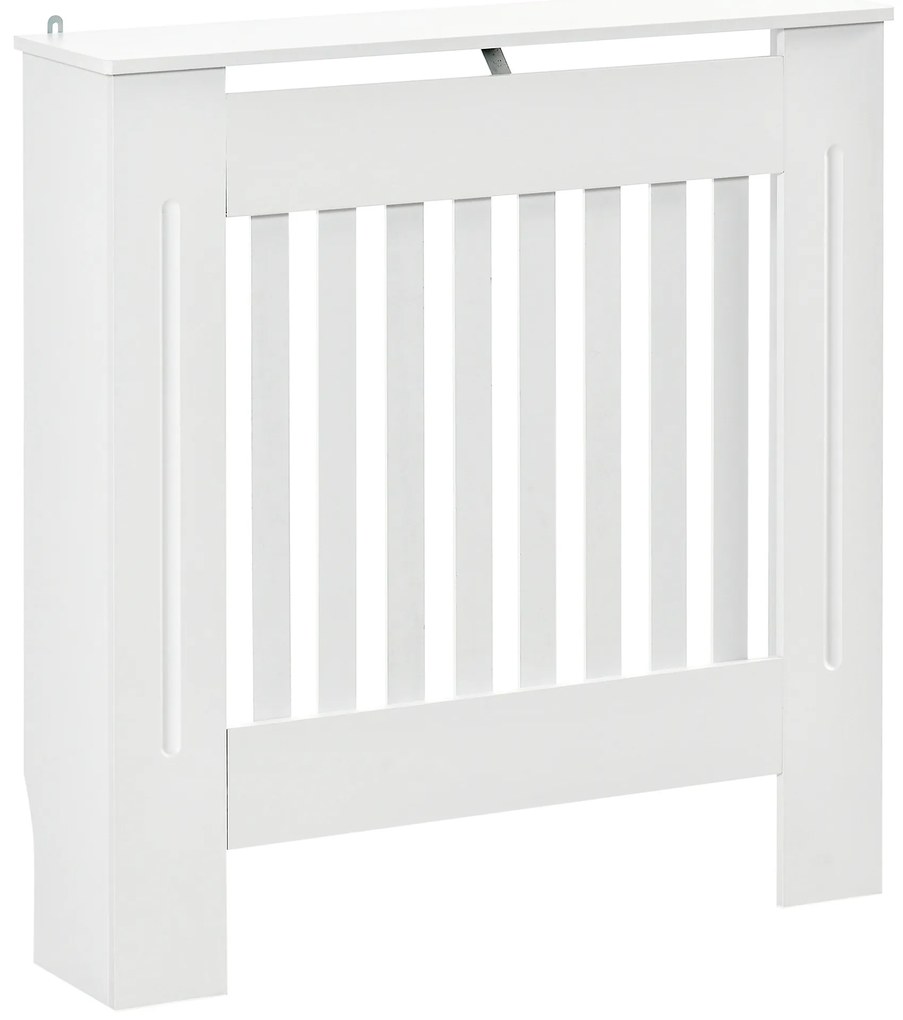 HOMCOM Cobertura Radiador 78x19x81 cm Cobertura para Radiador de MDF com Desenho Moderno e Prateleira Branco