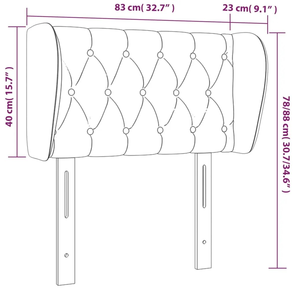 Cabeceira de cama c/ abas veludo 83x23x78/88 cm cinzento-claro