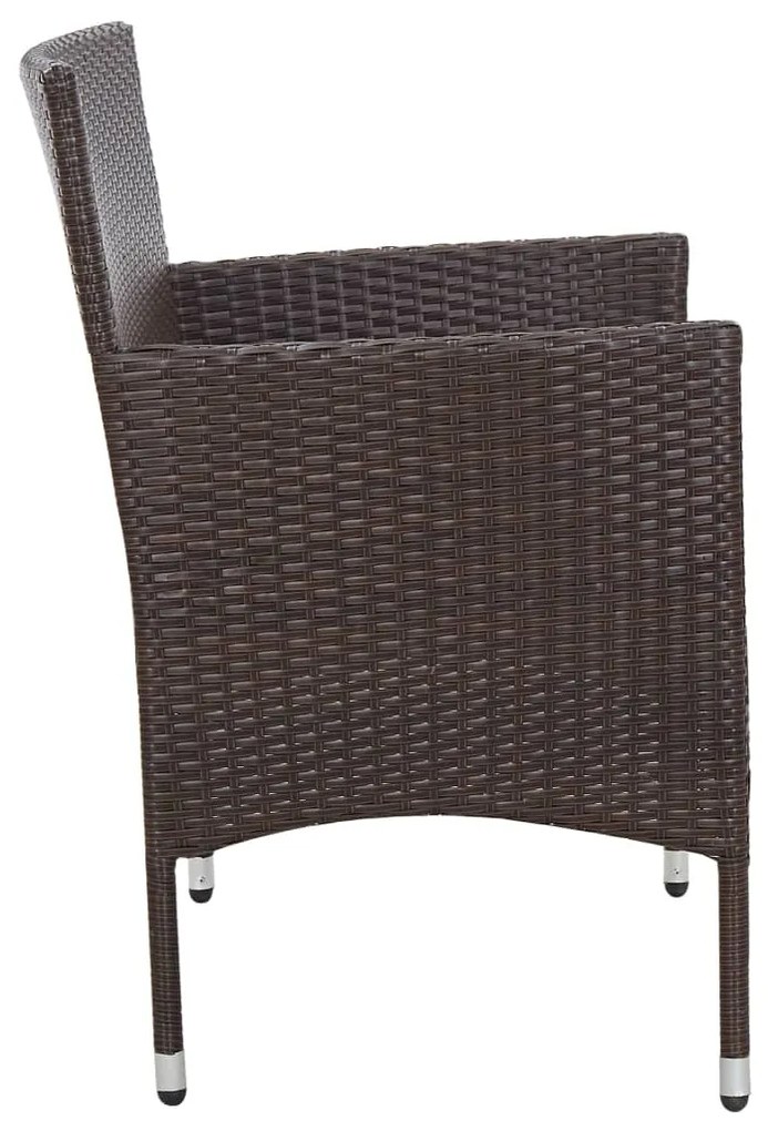 4 pcs conjunto lounge jardim c/ almofadões vime PE castanho