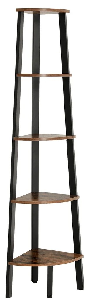 Estante de canto de design industrial 5 prateleiras 32,5 x 159 x 34 cm Castanho Vintage