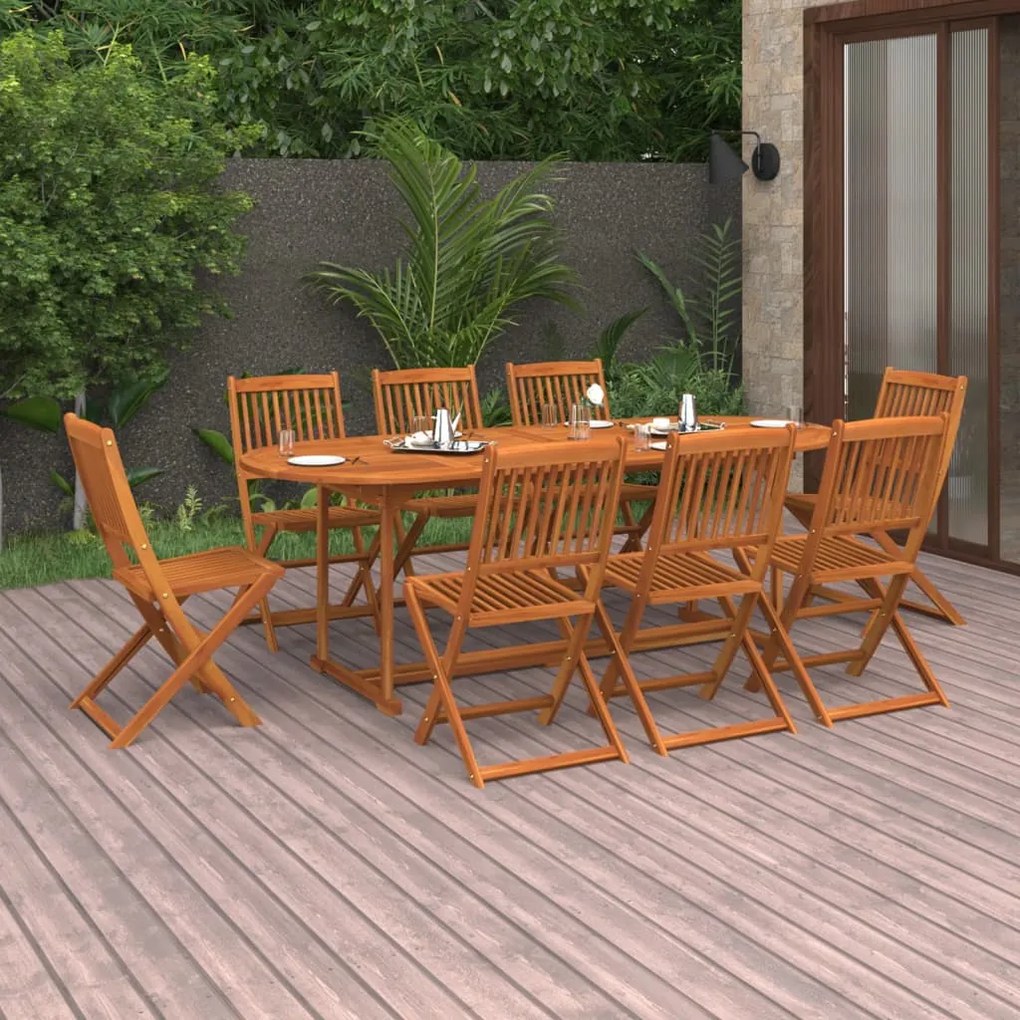 vidaXL 9 pcs conjunto de jantar para jardim 220x90x75 cm acácia maciça