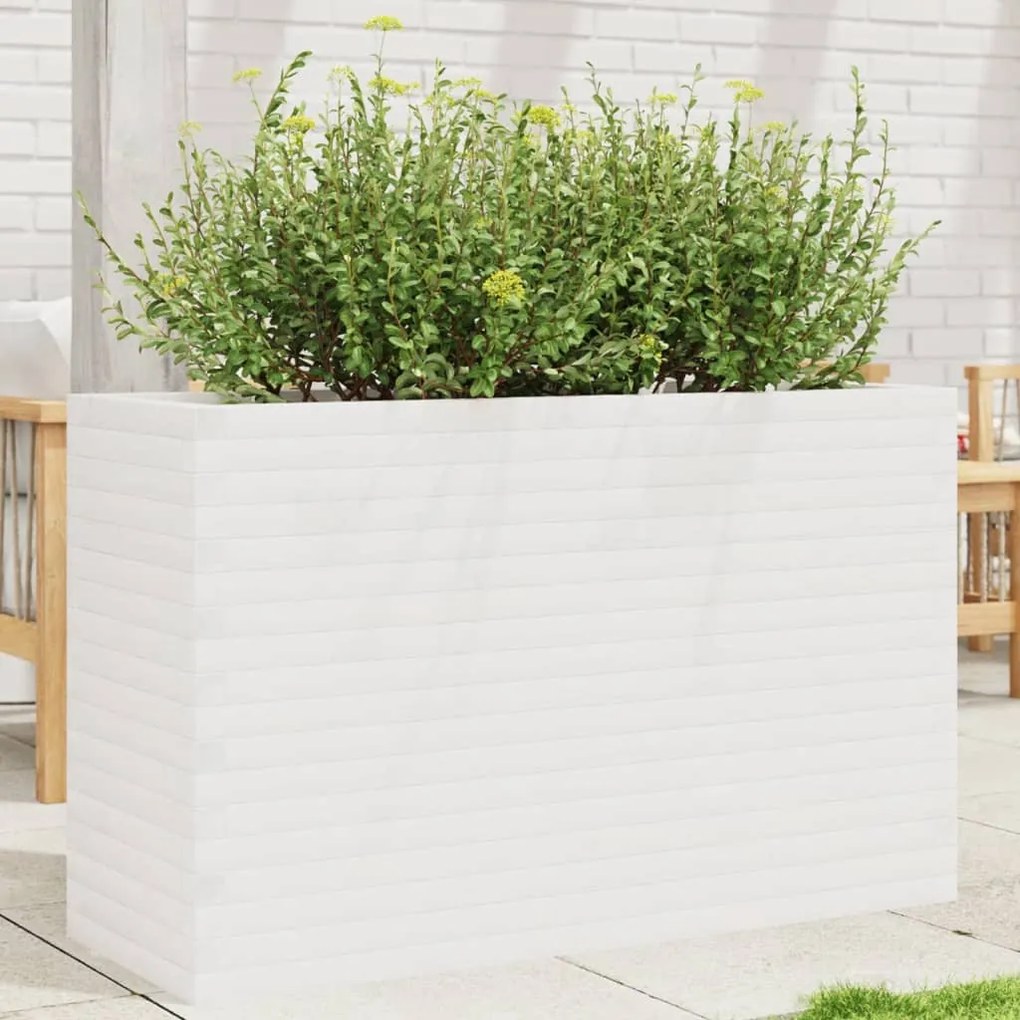 vidaXL Vaso/floreira de jardim 110x40x68,5 cm pinho maciço branco