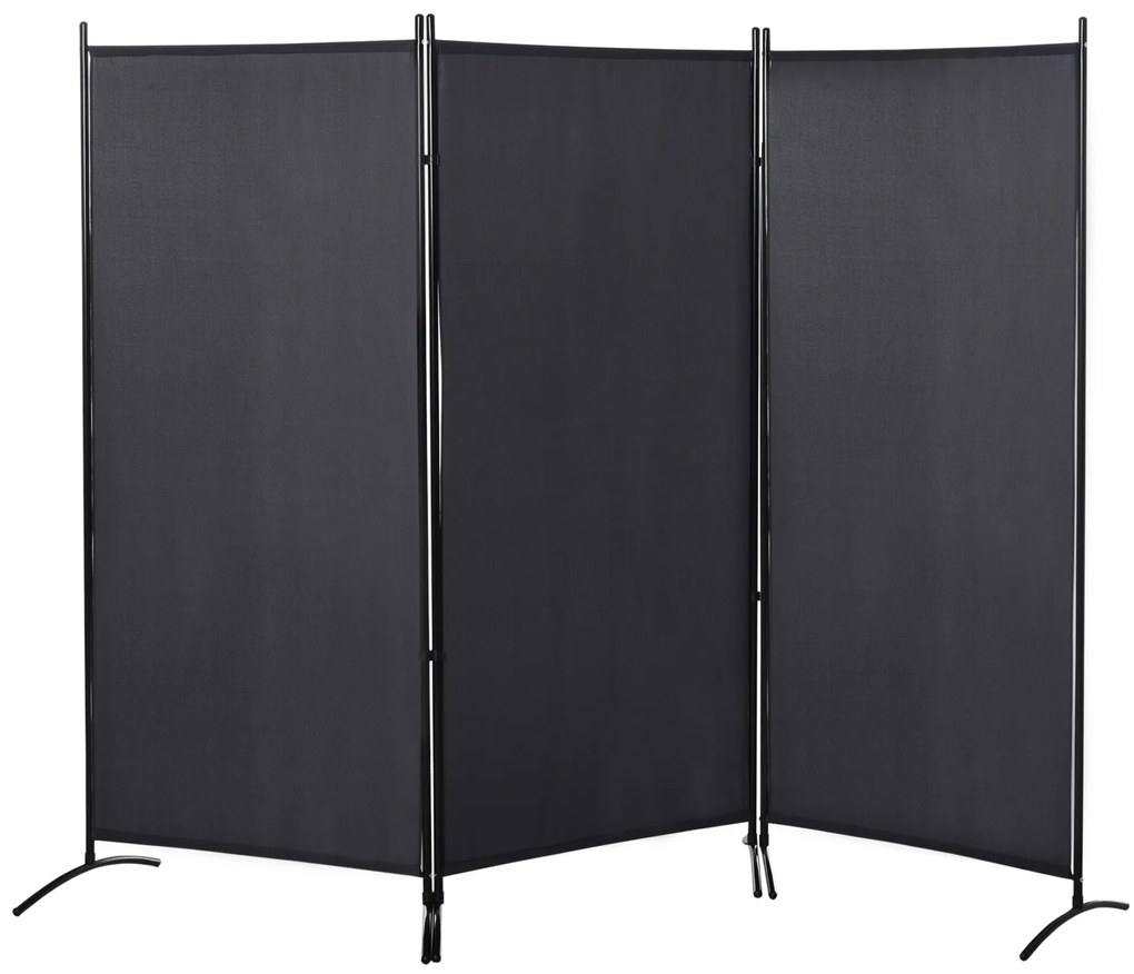 HOMCOM Biombo 3 painéis dim. 2,53C x 0,5L x 1,82A m Store lateral Quebra-Sol biombo com suporte metálico Poliéster | Aosom Portugal
