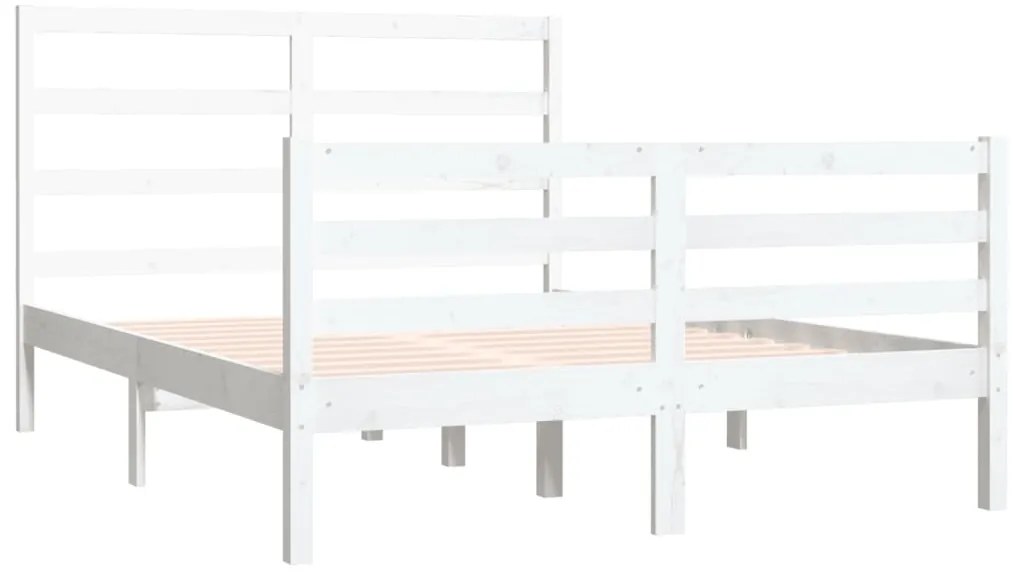Estrutura de cama pequena casal 120x190 cm pinho maciço branco