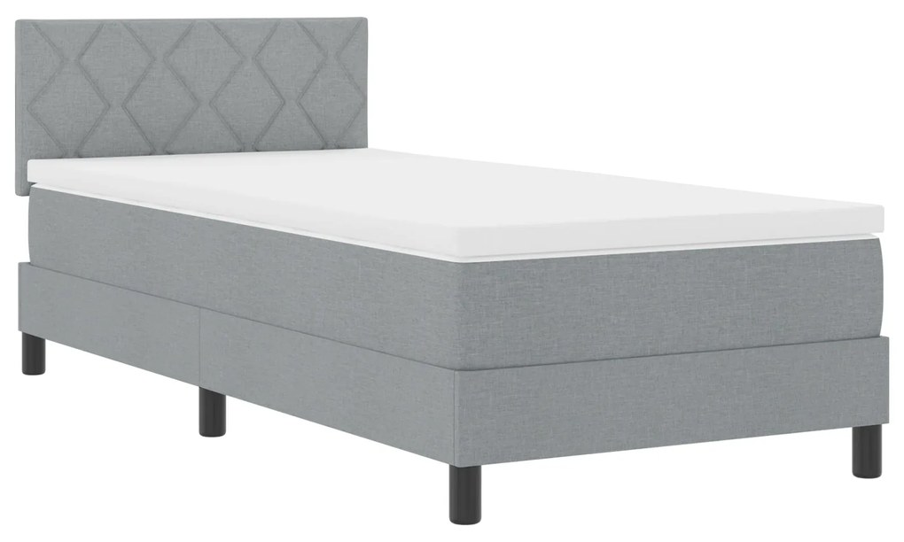 Cama Box Spring com Colchão Cinza Claro 100x200 cm Tecido