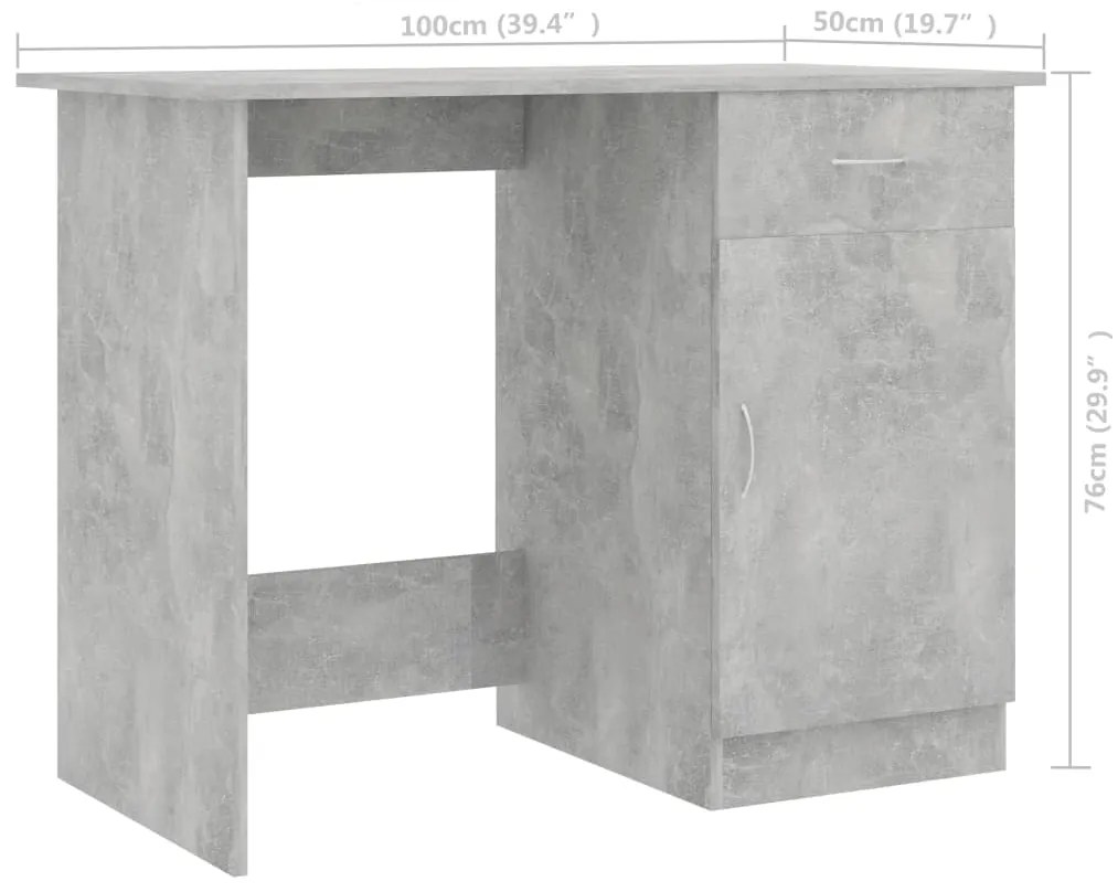 Secretária 100x50x76 cm derivados de madeira cinzento cimento