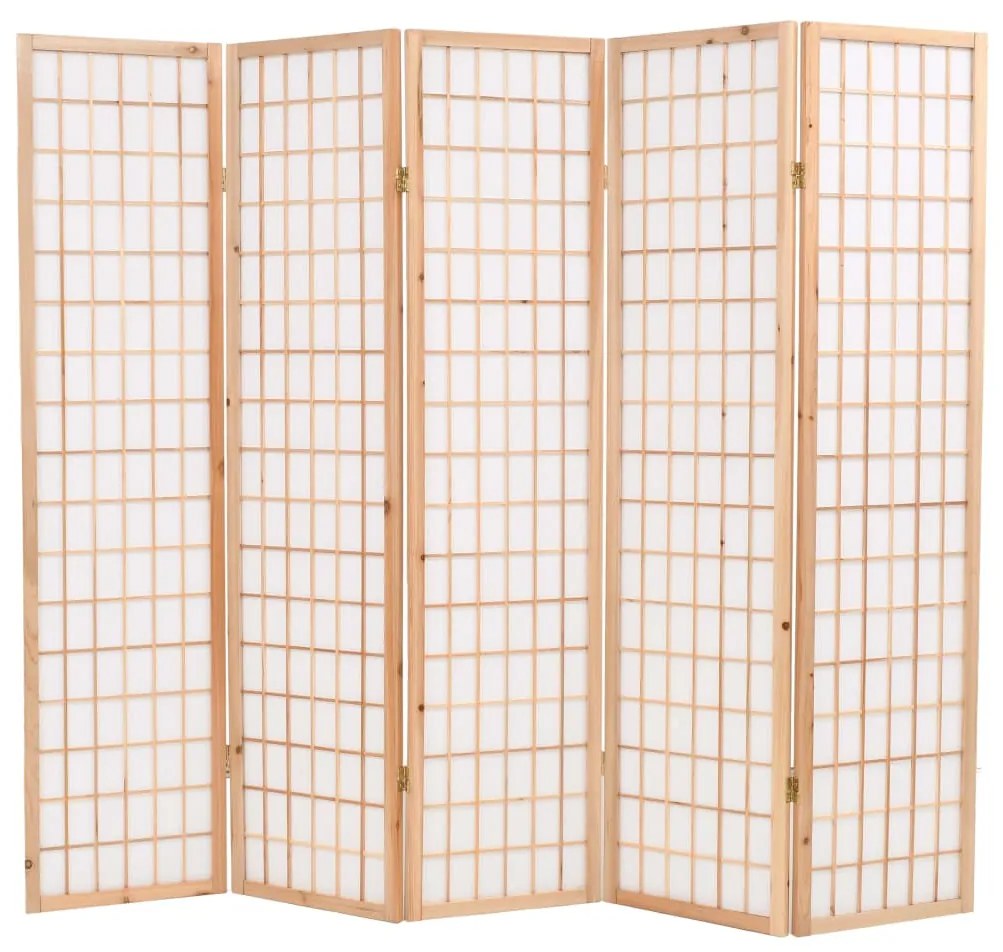vidaXL Biombo dobrável com 5 painéis estilo japonês 200x170 cm natural