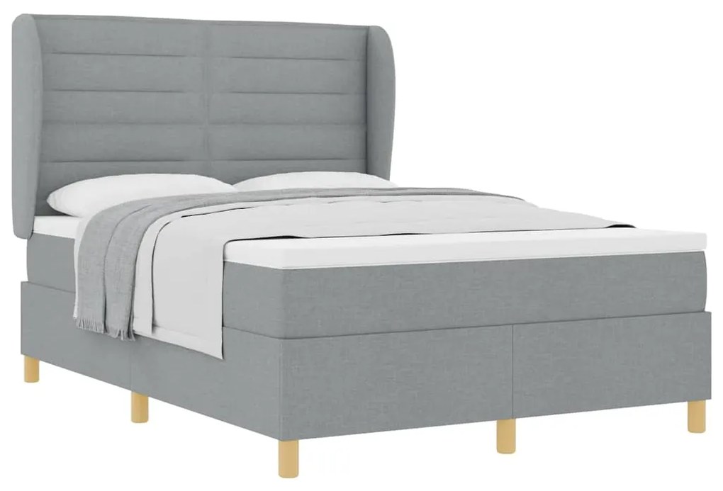 Cama Box Spring com Colchão vidaXL Cinza Claro 140x200 cm Tecido