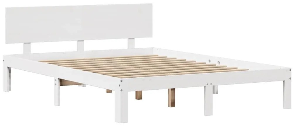 Estrutura cama c/ cabeceira 135x190 cm pinho maciço branco
