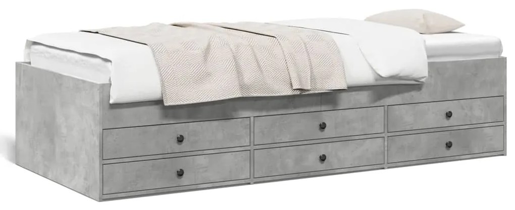 vidaXL Sofá-cama com gavetas sem colchão 75x190 cm cinzento cimento