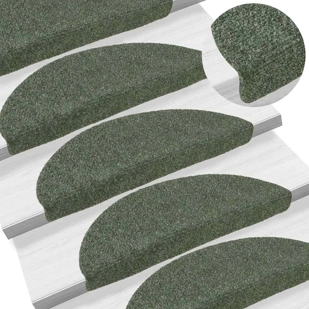 vidaXL Tapetes de escada adesivos 20 pcs 56x17x3 cm verde
