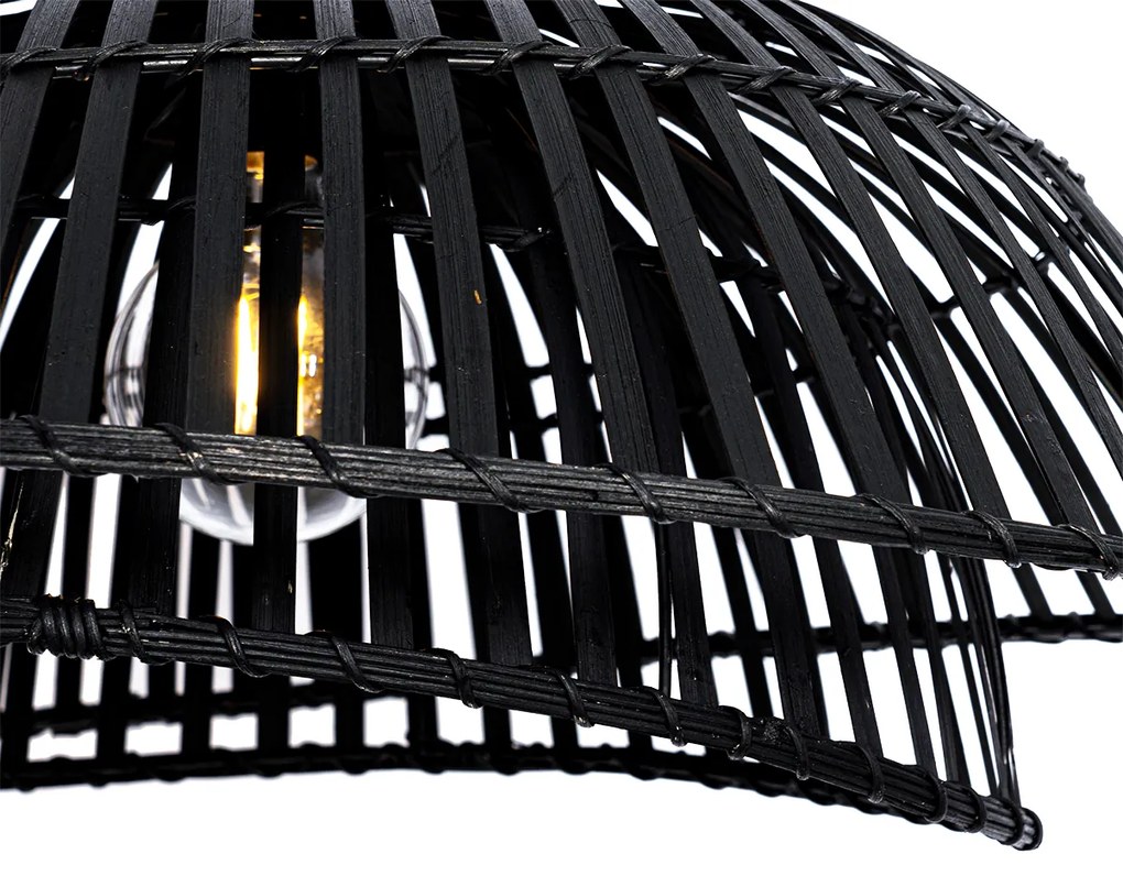 Candeeiro de suspensão oriental preto em bambu 62 cm - Pua Oriental