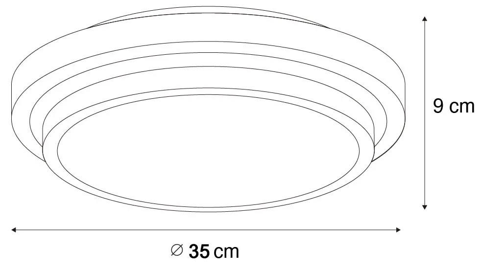 Candeeiro de teto moderno preto e branco 35cm IP44 - Walden Moderno