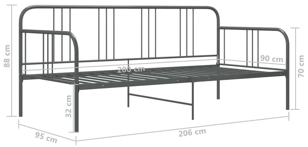 Sofá-cama 90x200 cm metal cinzento