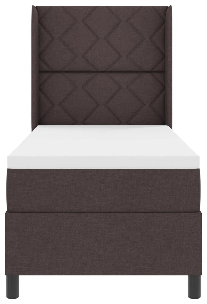 Cama Box Spring vidaXL com Colchão e LED Marrom Escuro 90x190 cm Tecid
