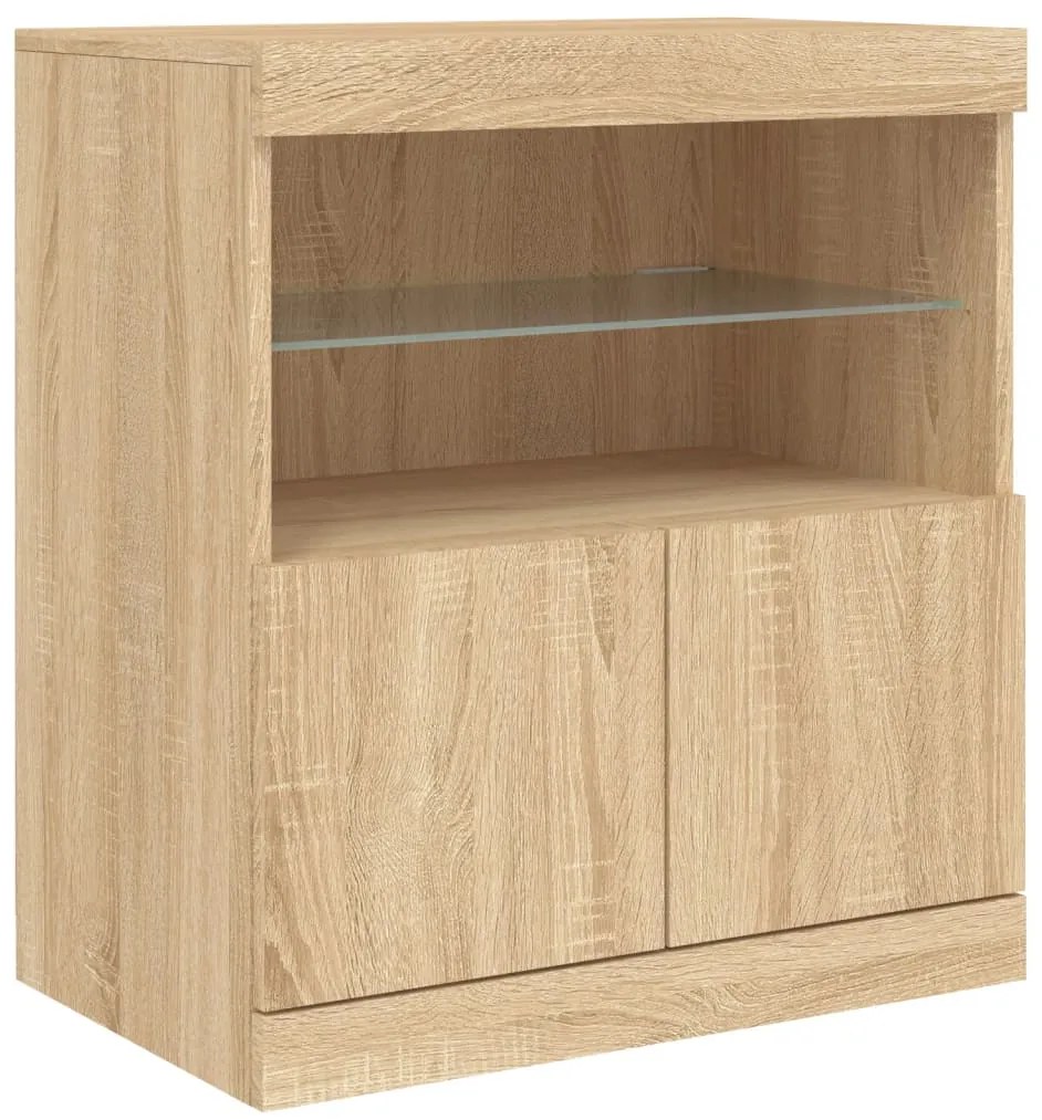 Aparador com luzes LED 60x37x67 cm carvalho sonoma