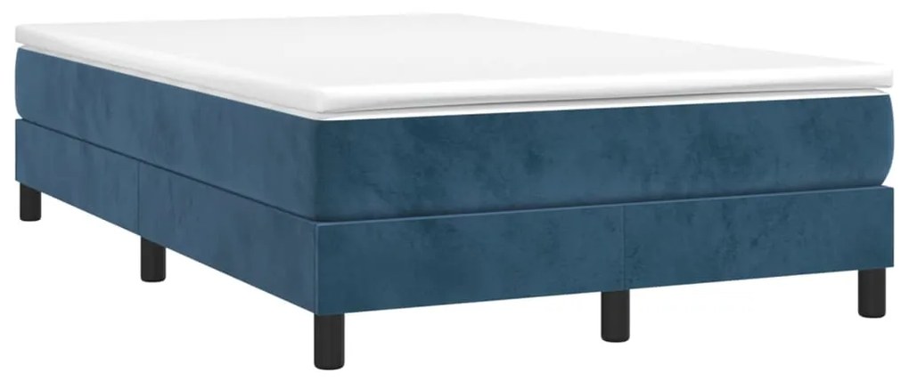 Cama boxspring com colchão 120x200 cm veludo azul-escuro