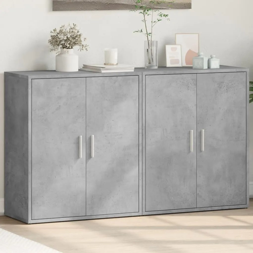 vidaXL Aparadores 2 pcs 60x31x70 cm derivados madeira cinzento cimento