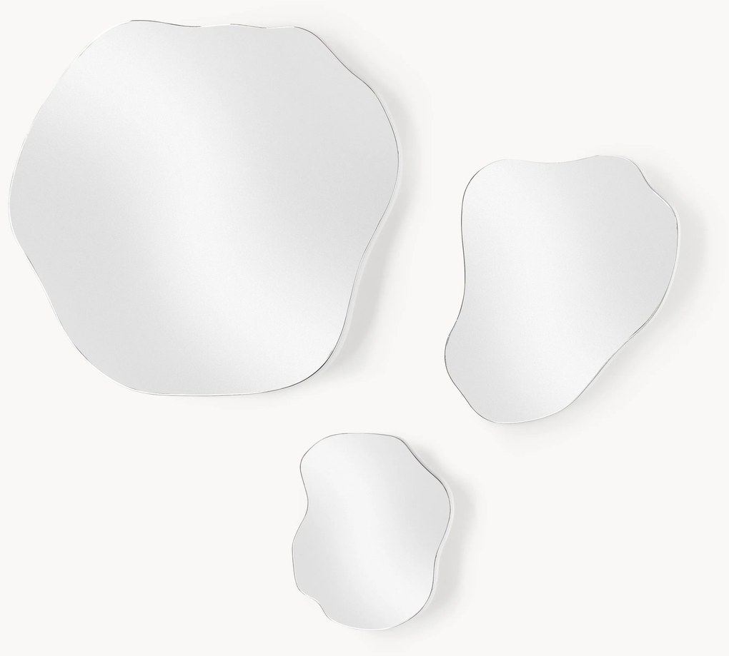 Espelhos de parede sem moldura com forma orgânica Lia, conjunto de 3