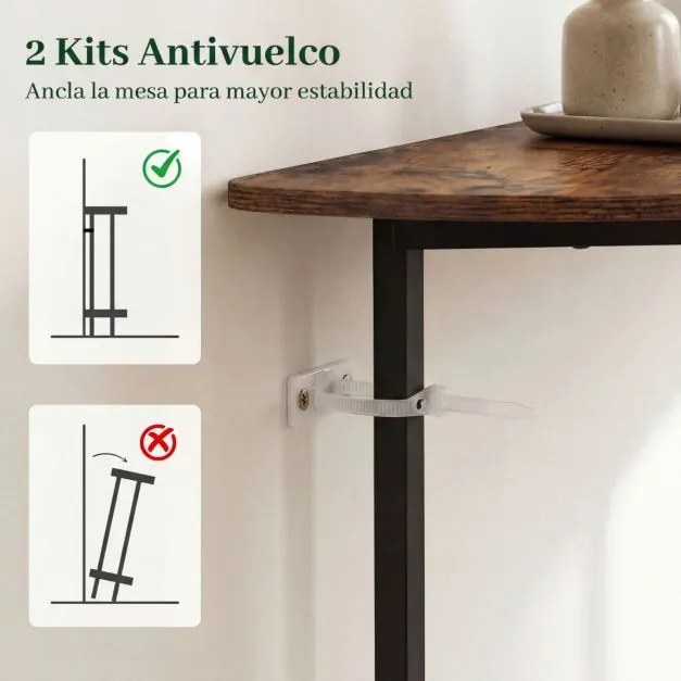 Mesa consola 100 x 29,5 x 80 cm em forma de meia-lua com 2 níveis, prateleira aberta, metal, com base antiderrapante, para entrada, sala de estar, cor