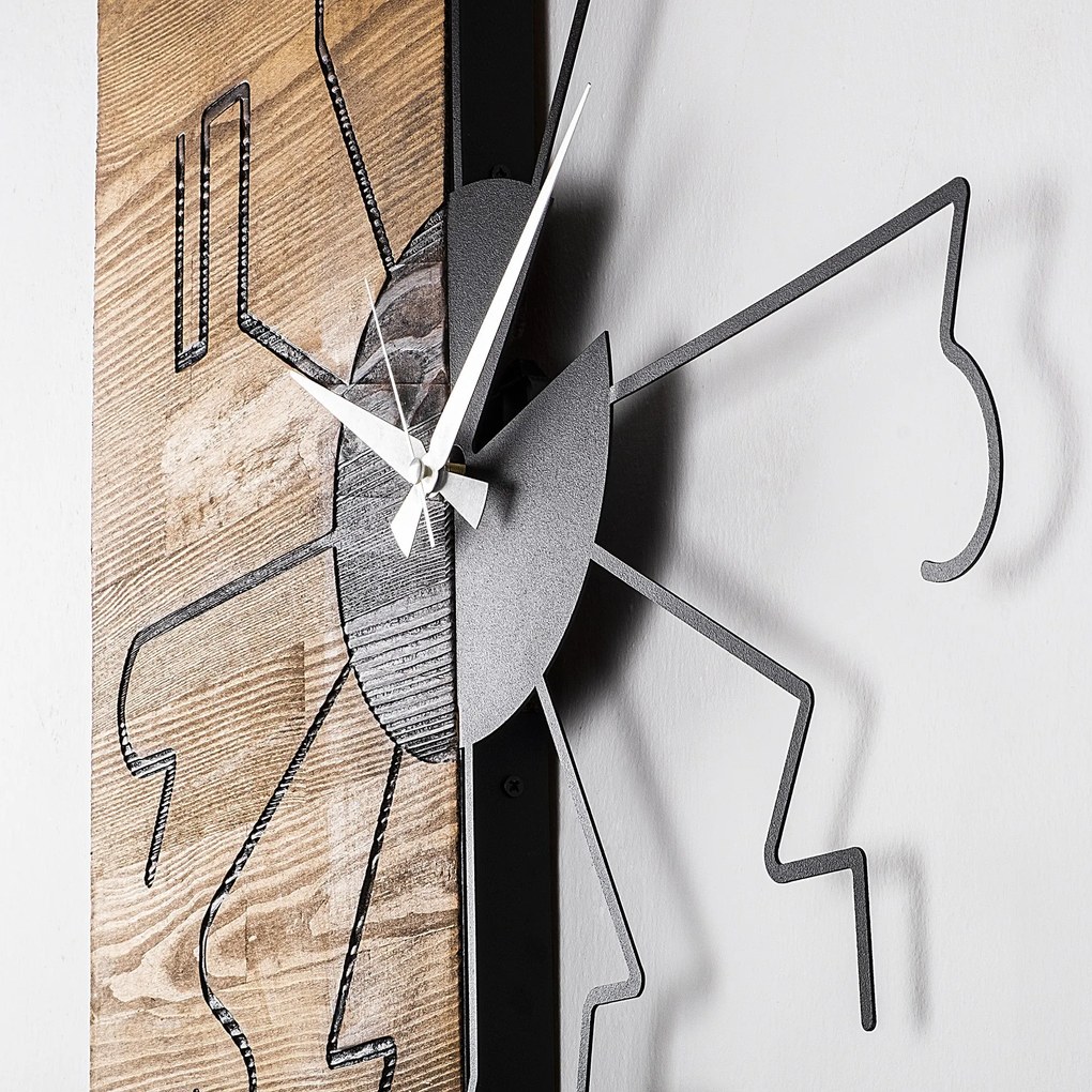 Relógio de Parede Decorativo Mas-029 – Nogueira e Preto – 58 x 3 x 58