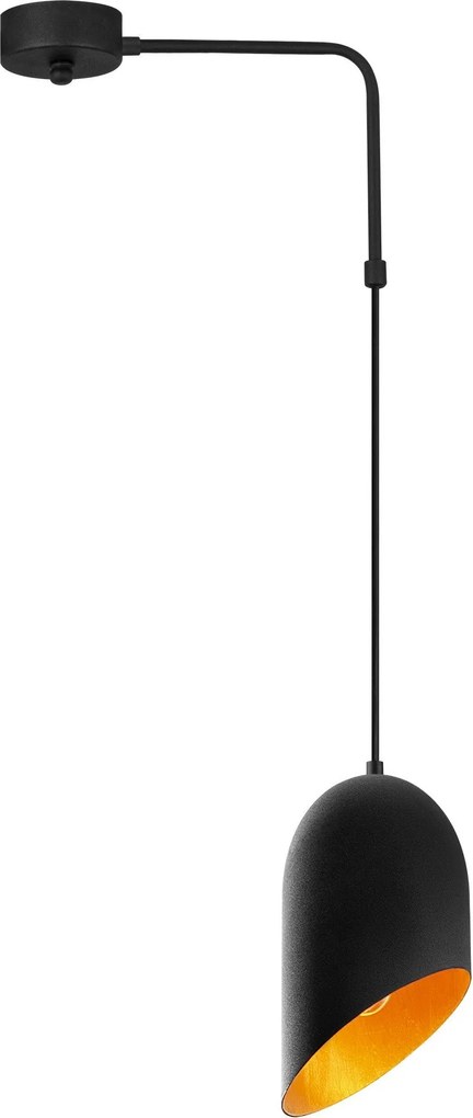 Candeeiro de Teto Kesik – Preto e Dourado – 34 x 12 cm