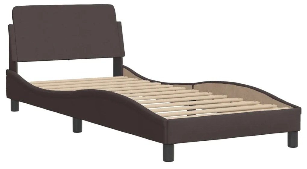 Cama com colchão 90x190 cm tecido castanho-escuro