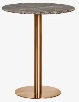 Mesa De Bar Redonda Em Pedra Natural Xiren Ø70 Cm & Mármore Castanho Emperador & Ouro Rosa Escovado - Sklum