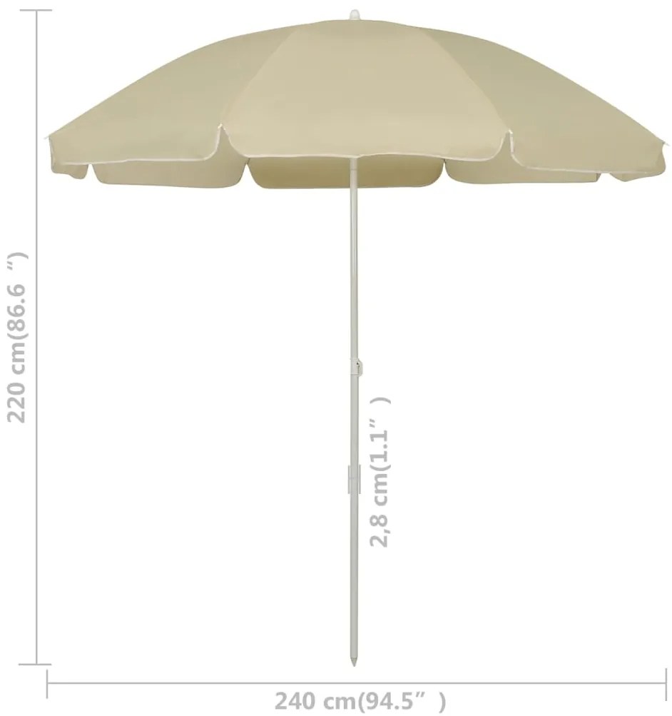Guarda-sol de praia 240 cm amarelo areia