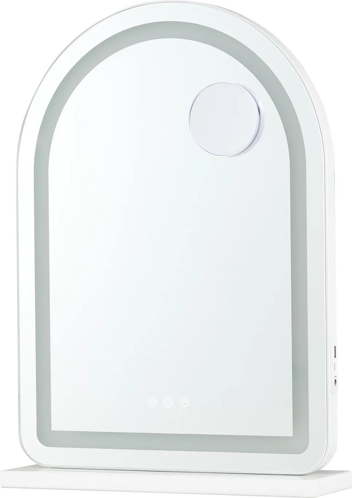 Espelho de Maquilhagem, 40 x 12 x 55 cm, Luz LED de Três Cores Regulável, Branco