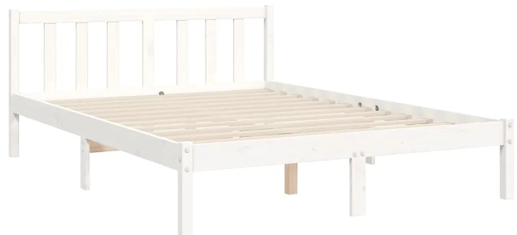 Cama sem colchão 140x200 cm madeira de pinho maciça branco