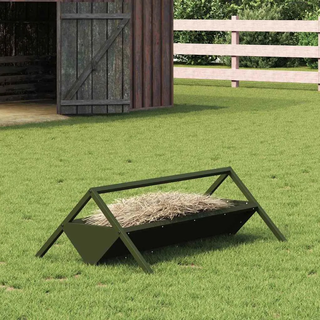vidaXL Trincheira para Alimentação de Gado Verde Oliva