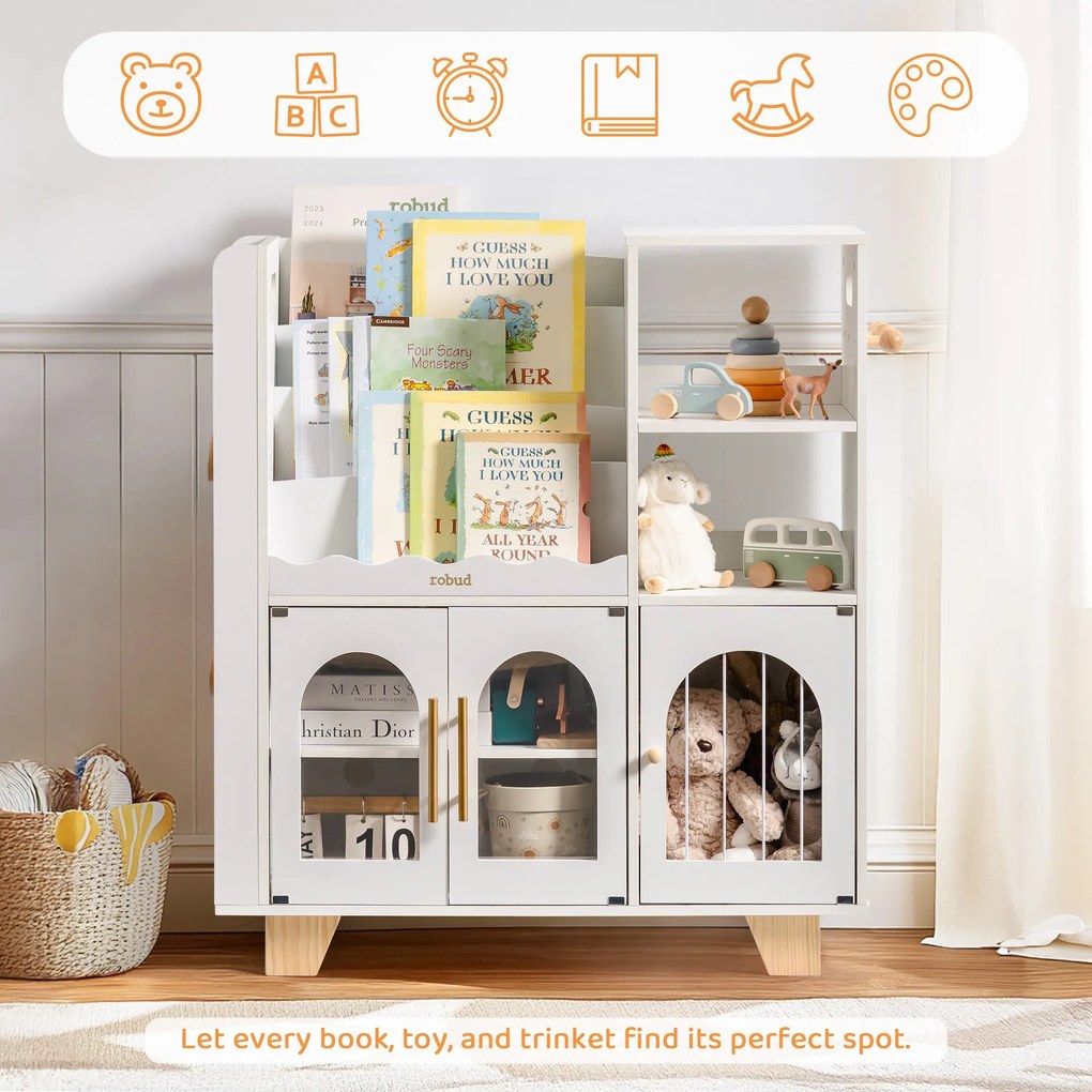 Organizador de brinquedos para crianças madeira 89,3 x 79,2 x 29,2 cm Branco