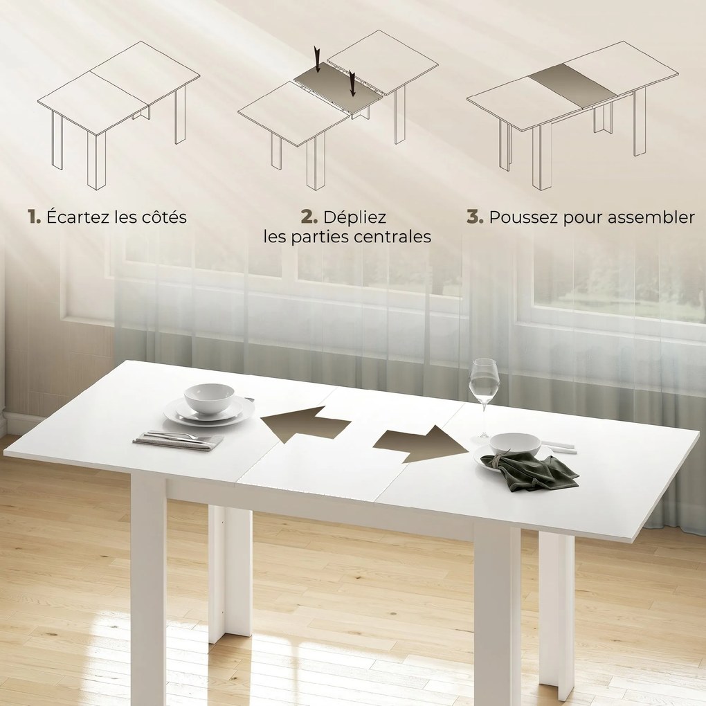 Mesa de jantar extensível 140-180 x 80 cm (CADEIRAS NÃO INCLUIDAS), mesa de cozinha retangular, para 6-8 pessoas, branca