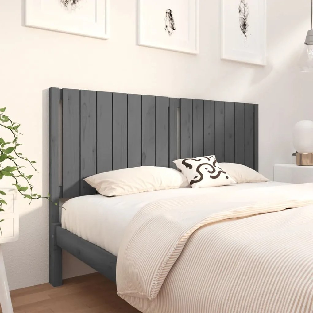 vidaXL Cabeceira de cama 165,5x4x100 cm pinho maciço cinzento