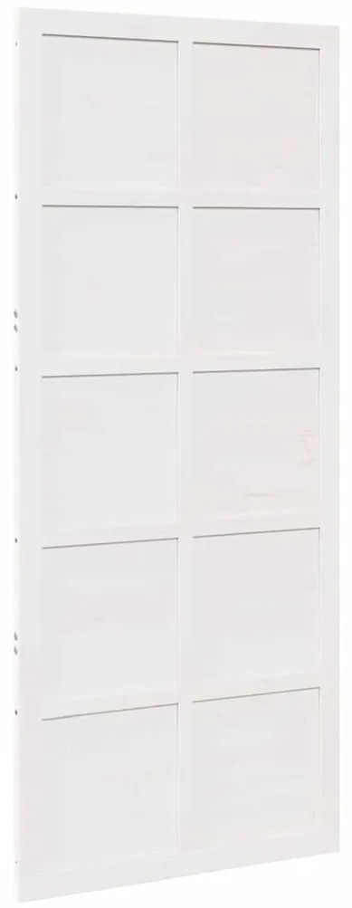 Porta de celeiro Branco 90 x 210 cm Madeira de pinho maciça