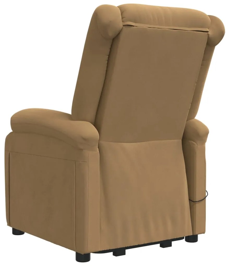 Poltrona elevatória de massagens veludo castanho