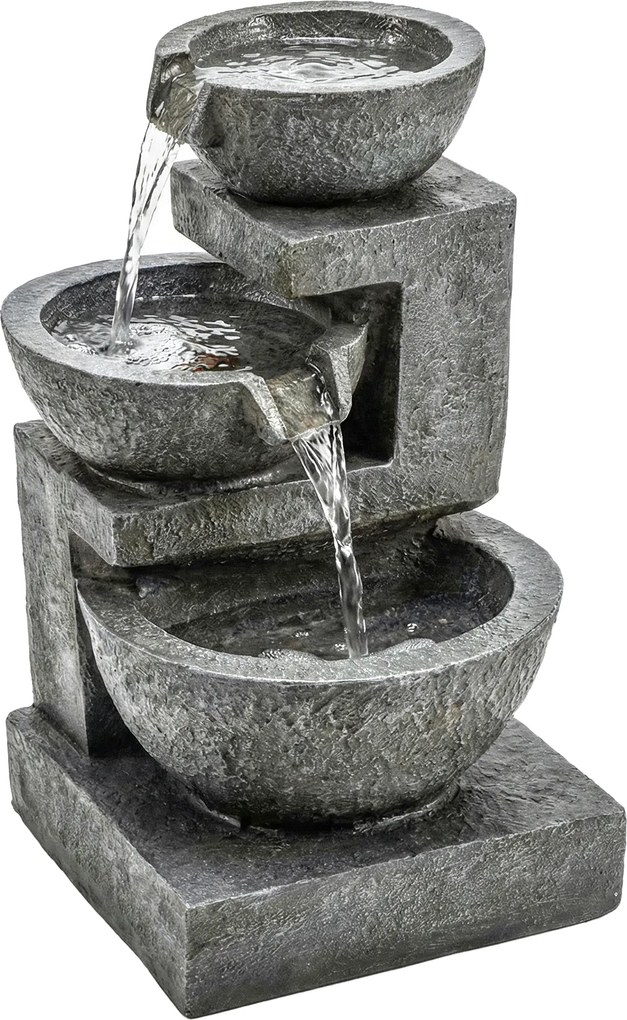 Outsunny Fonte de Jardim com Iluminação LED e Bomba Cascata Decorativa de 3 Níveis 40x37x61 cm Multicolor | Aosom Portugal