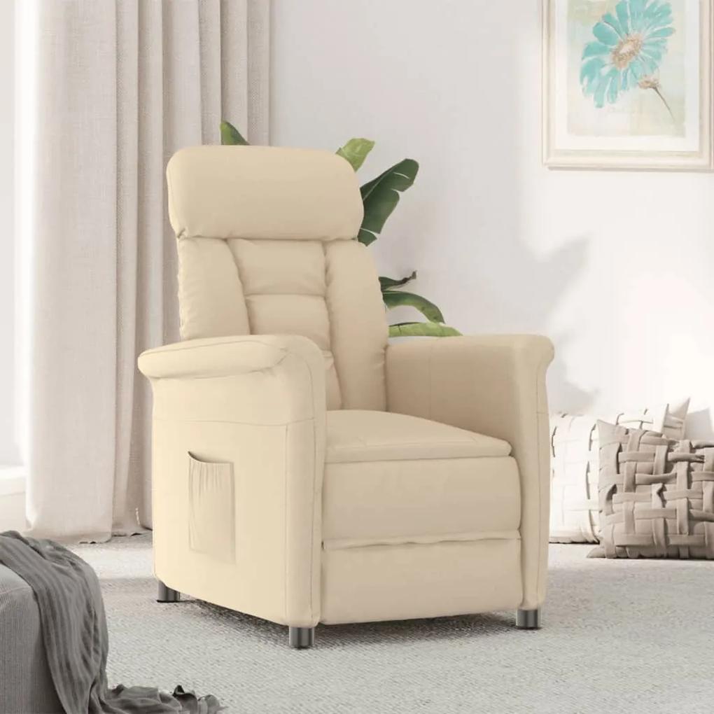 289769 vidaXL Cadeira reclinável camurça artificial creme