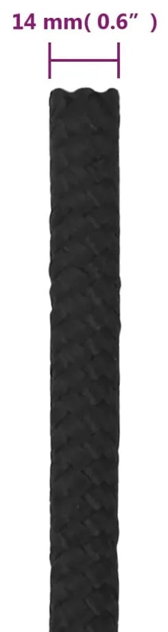 Corda de barco 14 mm 50 m polipropileno preto completo