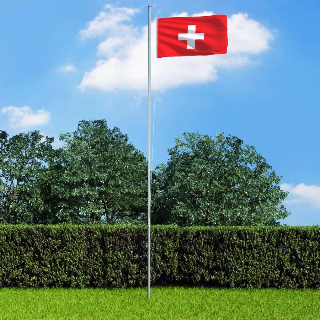3053326 vidaXL Bandeira da Suíça com mastro de alumínio 6,2 m